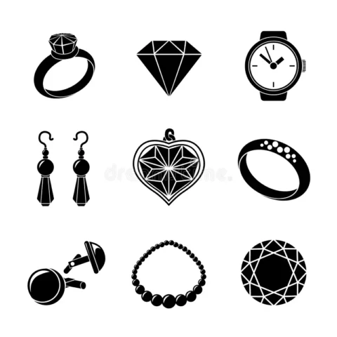 jewelry-monochrome-icons-set-rings-jewellery-diamonds-watch-earrings-pendant-cuff-links-necklace-vector-illustration-57777138