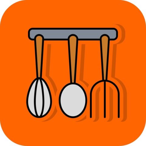 kitchen-utensils-filled-orange-background-icon-vector