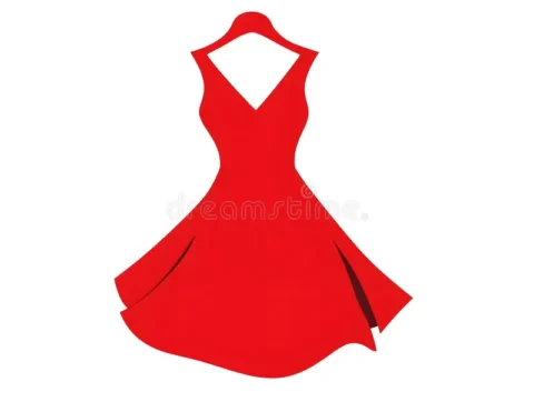 red-dress-fashion-clothing-chic-icon-logo-symbol-elegant-outfit-347498891
